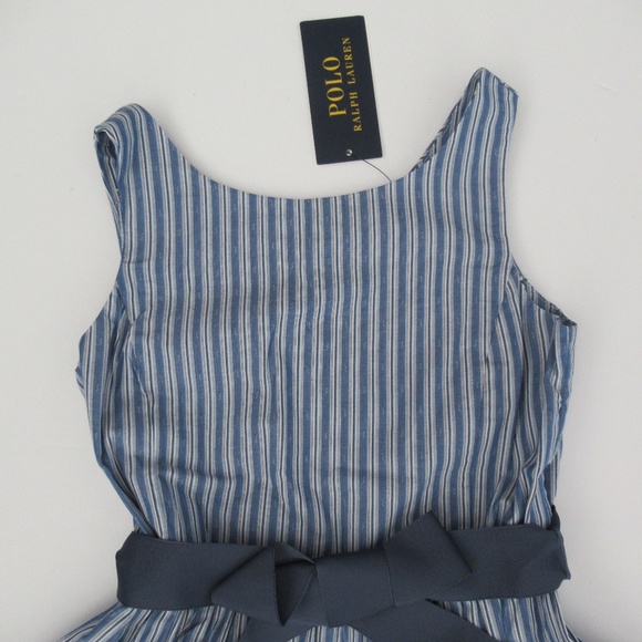 Ralph Lauren Dobby Striped Tiered Dress w/Sash NEW - Picture 3 of 8